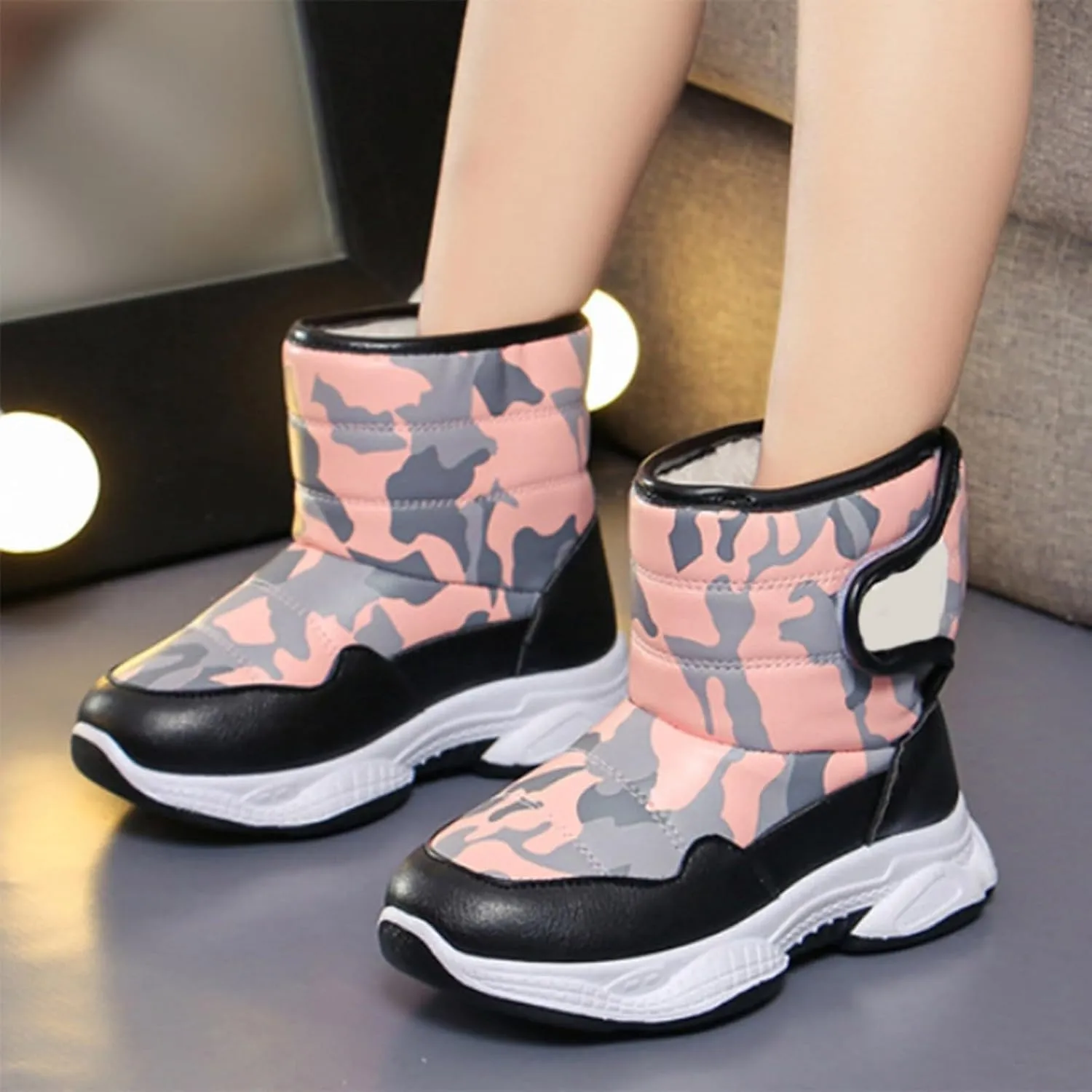 Kids Chunky Warm Snow Boots Boys Girls Winter Waterroof Outdoor Slip esistant Cold Weather Comfy Fuzzy Boots Girls