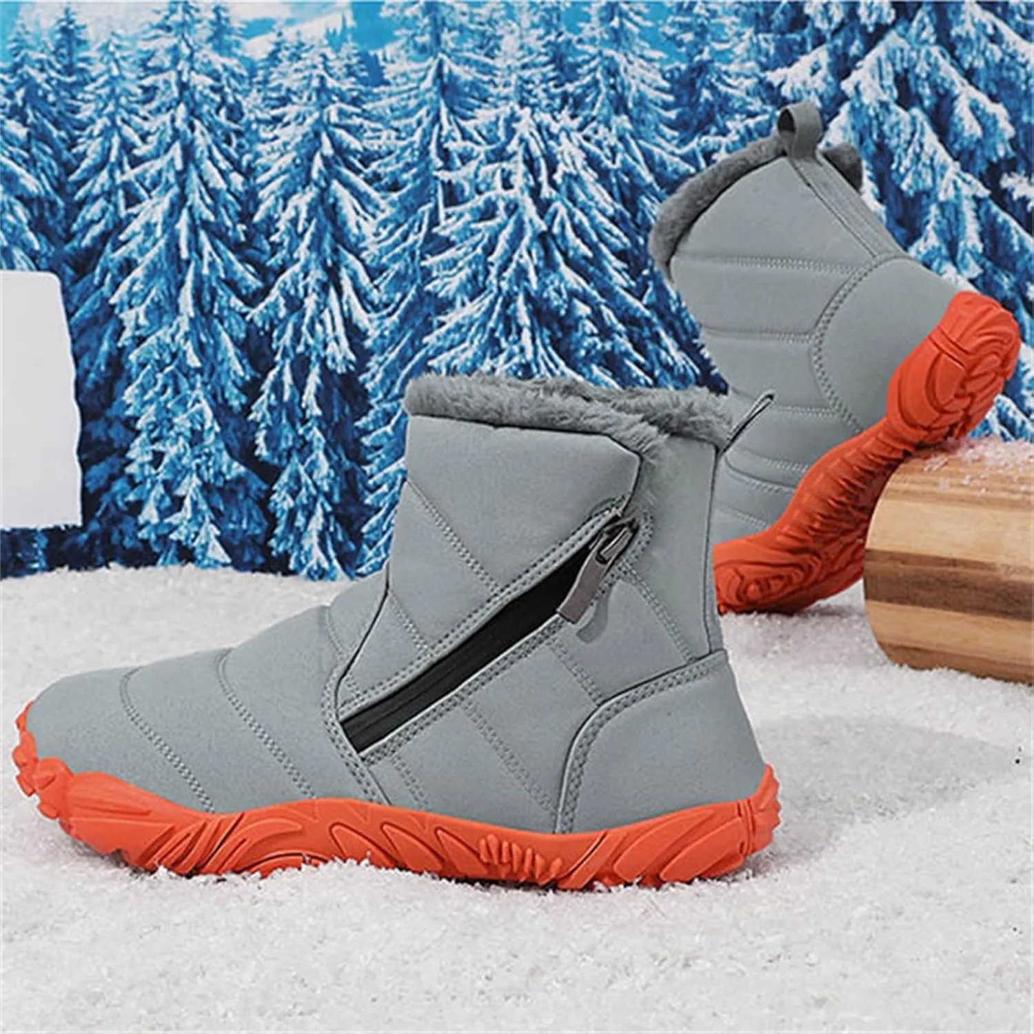 Kids Fr Lined Barefoot Shoes, Unisex-Child Wide Toe Box Hiking Boots, Boys Girls Anti-Slip High Top Snow Boots