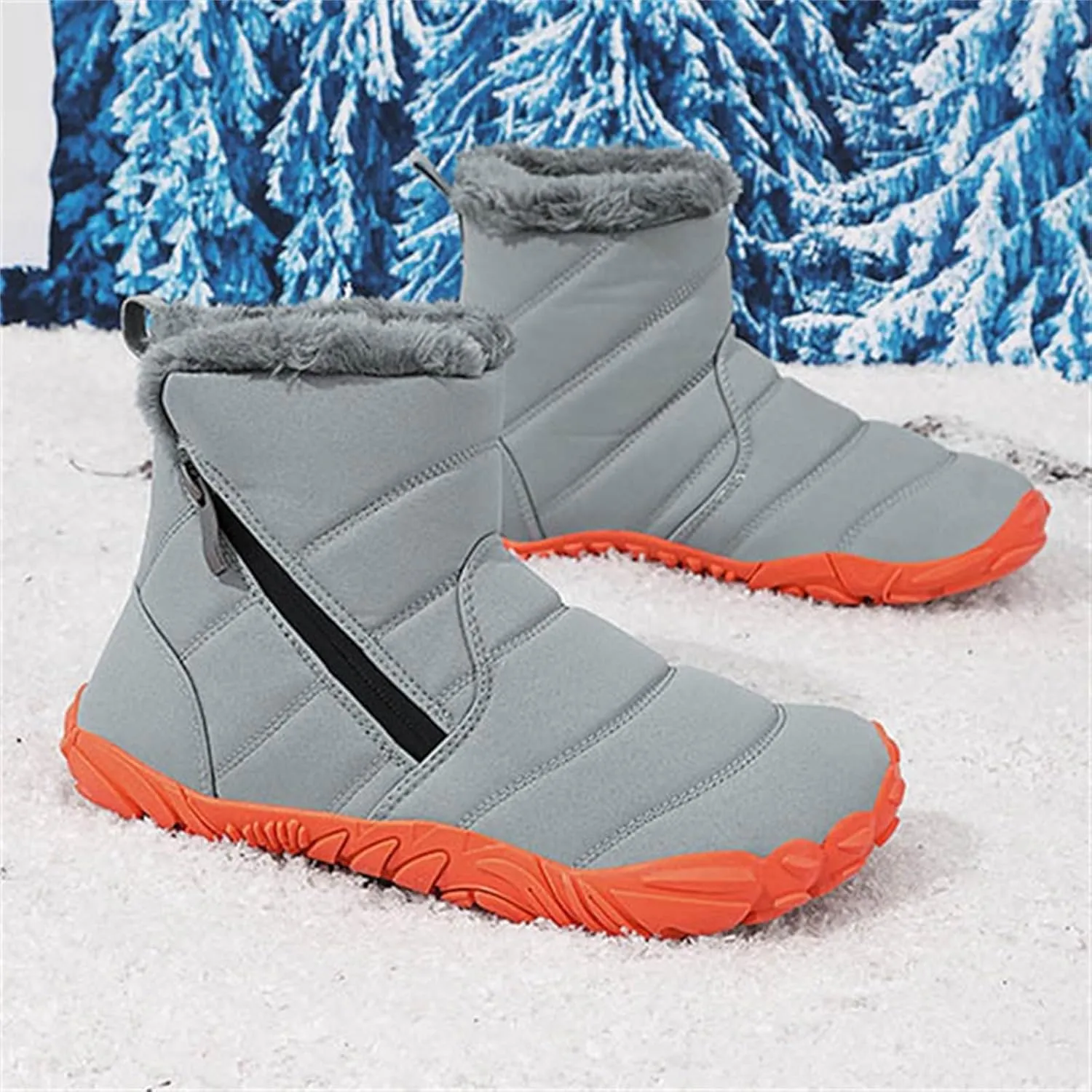Kids Fr Lined Barefoot Shoes, Unisex-Child Wide Toe Box Hiking Boots, Boys Girls Anti-Slip High Top Snow Boots
