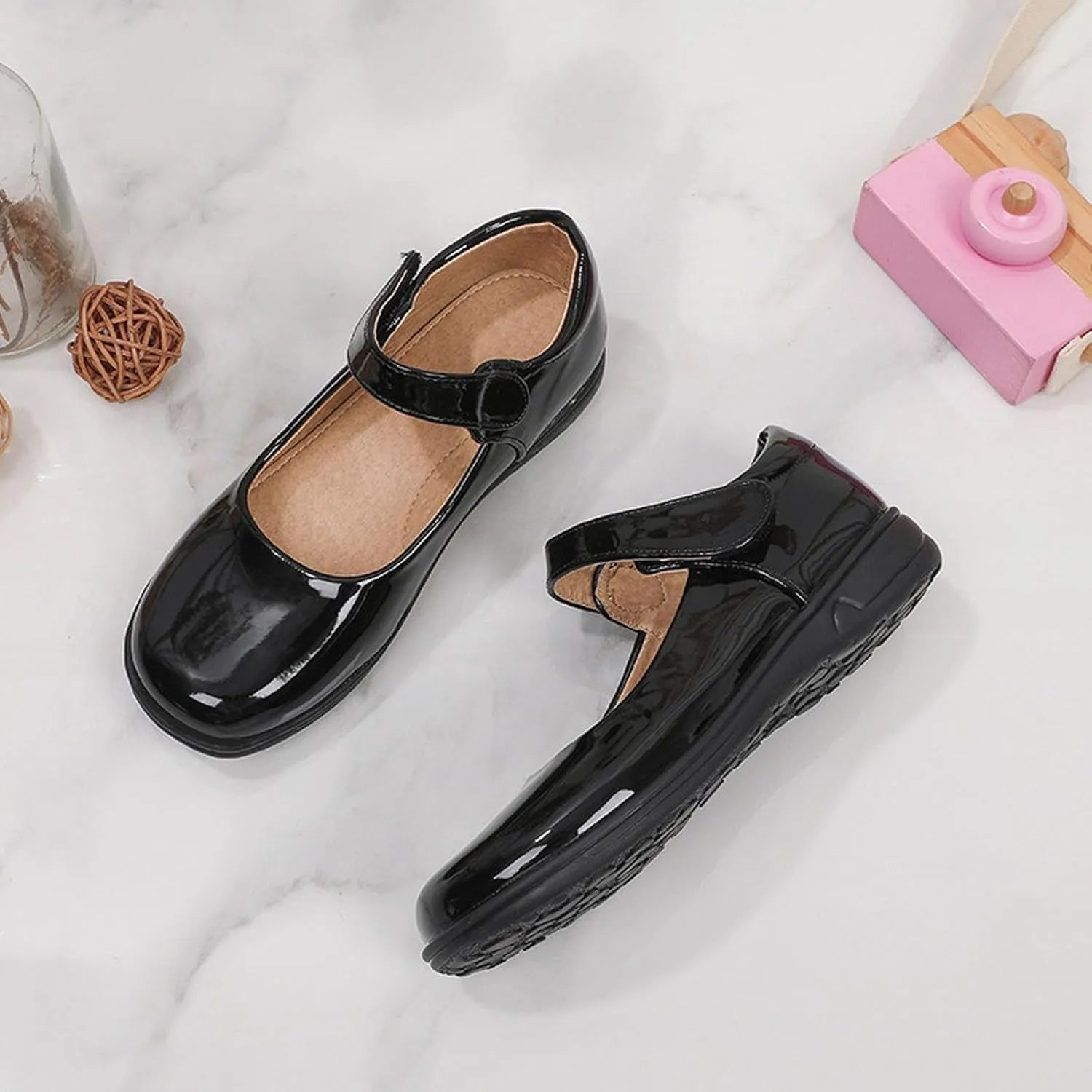 Kids Girls' Leather Shoes Spring/Autumn Solid Color Flat Bottomed Low Top Single Shoe Party baby clothes and accessories