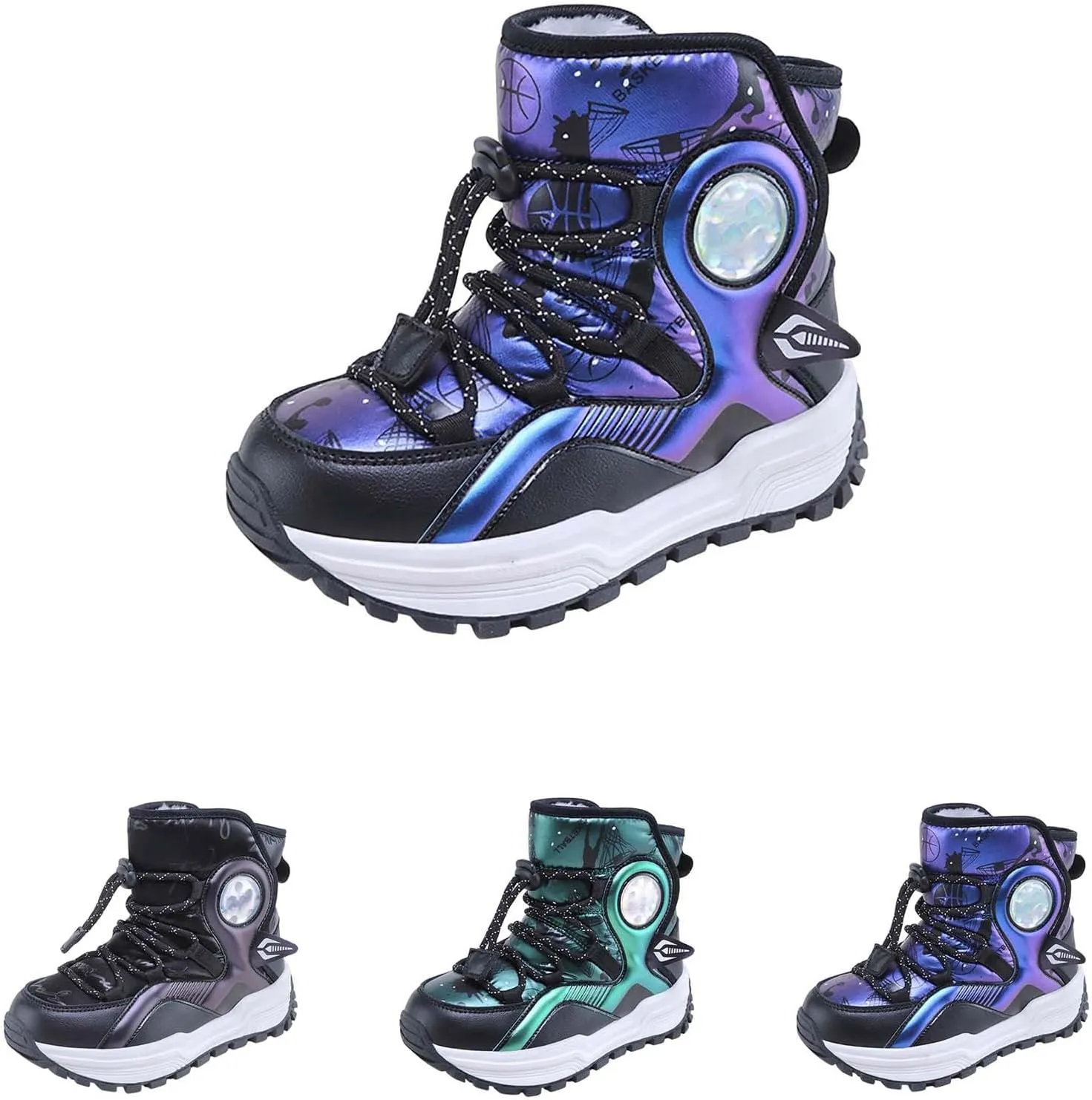 Kids Girls Thickened Warm Snow Boots Insulated Faux Fr Comfort Cozy Lined Water-esistant Non-Slip Riding Boots