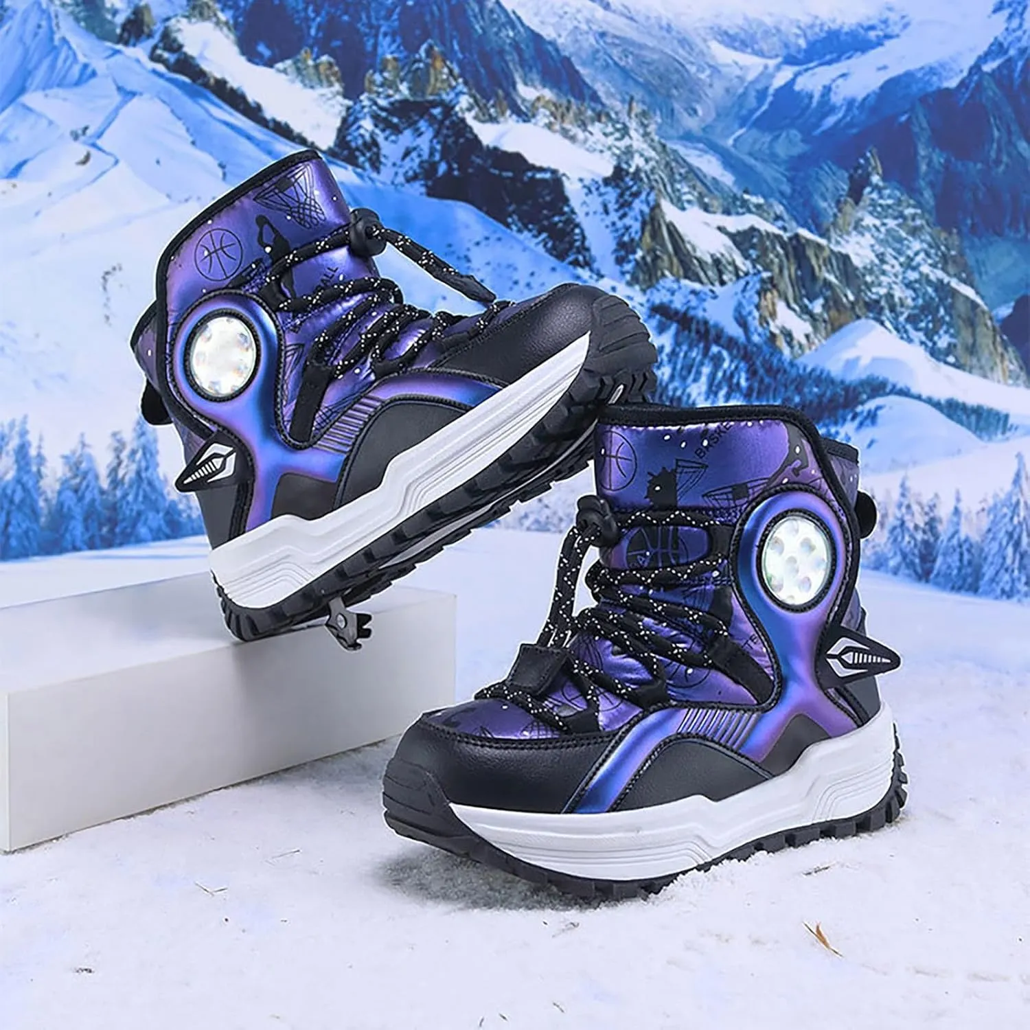 Kids Girls Thickened Warm Snow Boots Insulated Faux Fr Comfort Cozy Lined Water-esistant Non-Slip Riding Boots