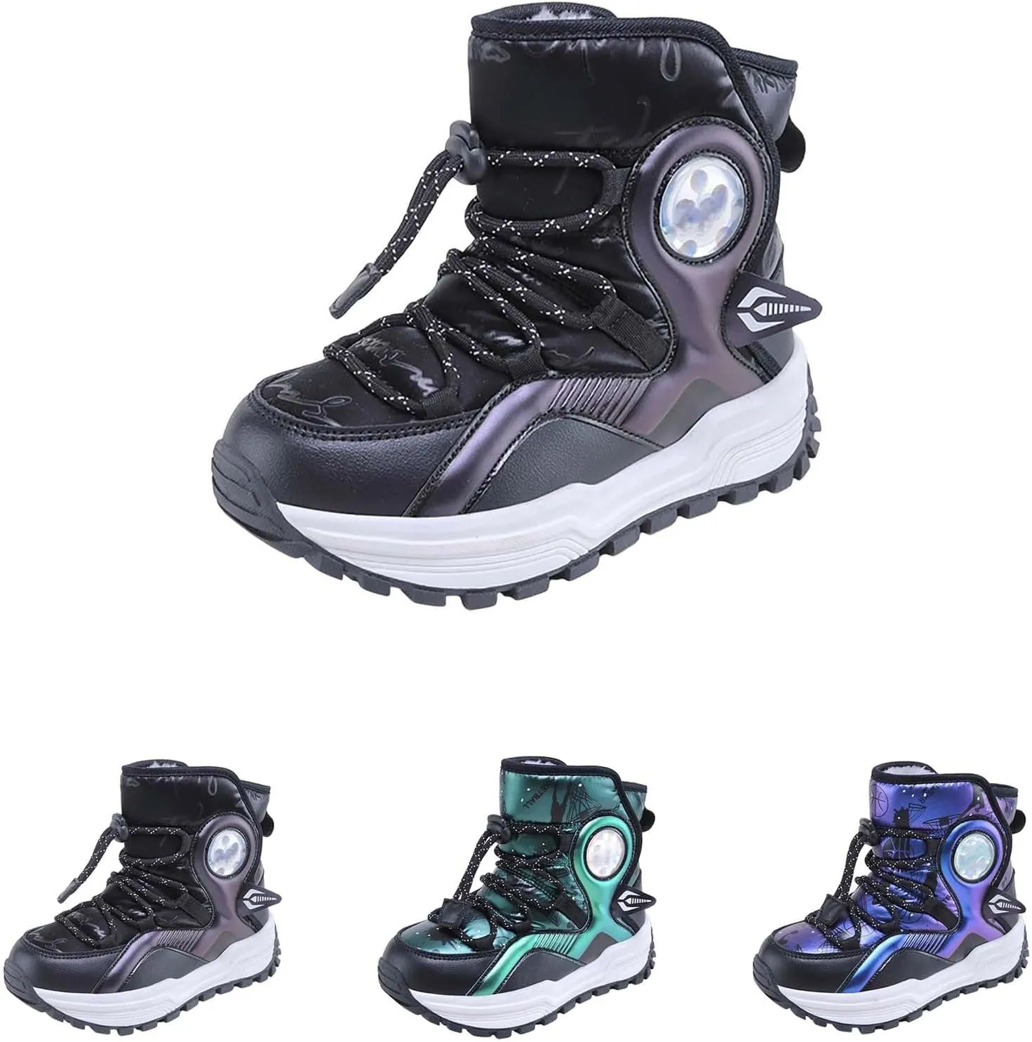 Kids Girls Thickened Warm Snow Boots Insulated Faux Fr Comfort Cozy Lined Water-esistant Non-Slip Riding Boots