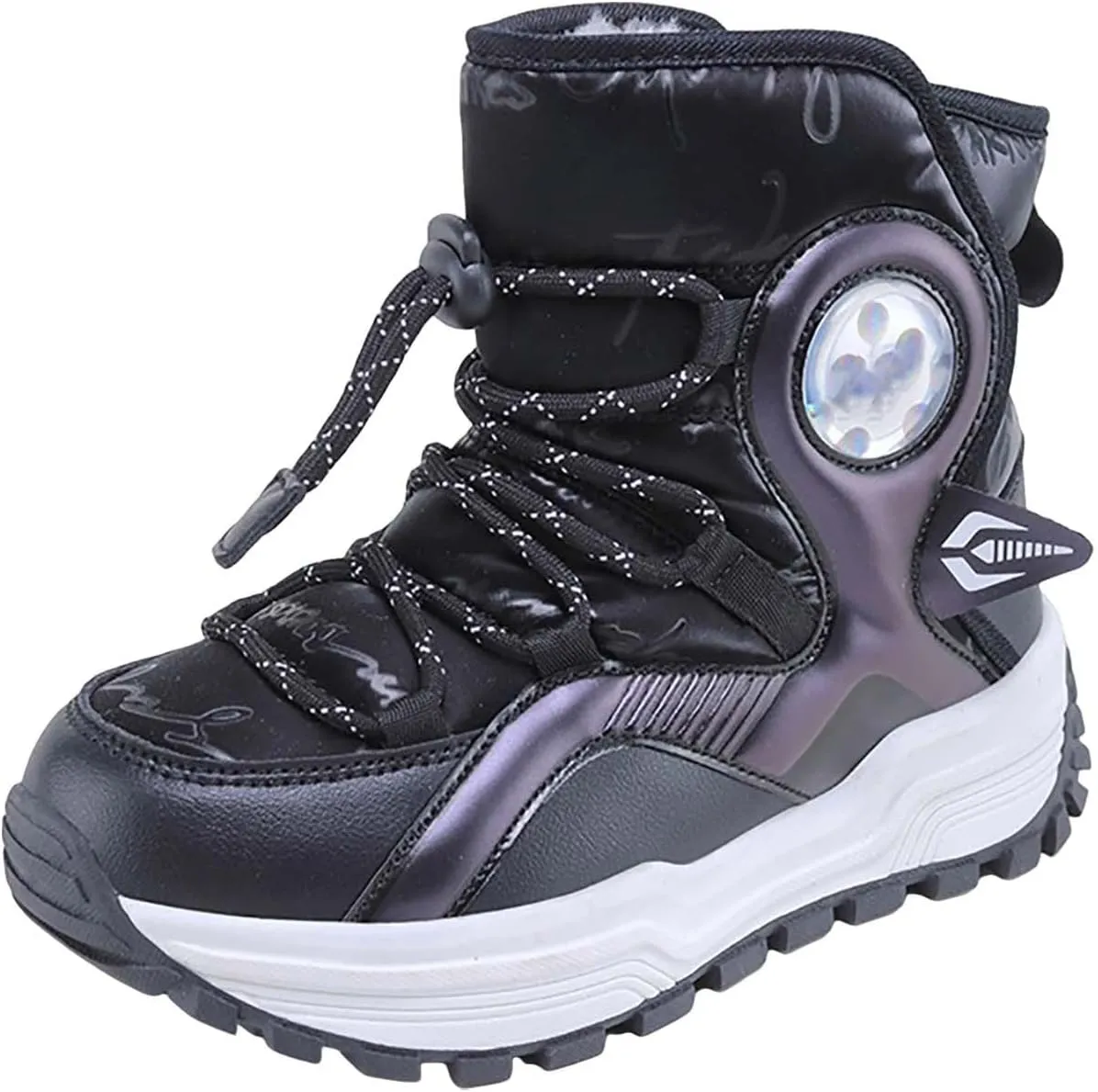 Kids Girls Thickened Warm Snow Boots Insulated Faux Fr Comfort Cozy Lined Water-esistant Non-Slip Riding Boots