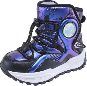 Kids Girls Thickened Warm Snow Boots Insulated Faux Fr Comfort Cozy Lined Water-esistant Non-Slip Riding Boots