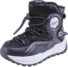 Kids Girls Thickened Warm Snow Boots Insulated Faux Fr Lined Water-esistant Non-Slip Little Sparkly Boots Girls