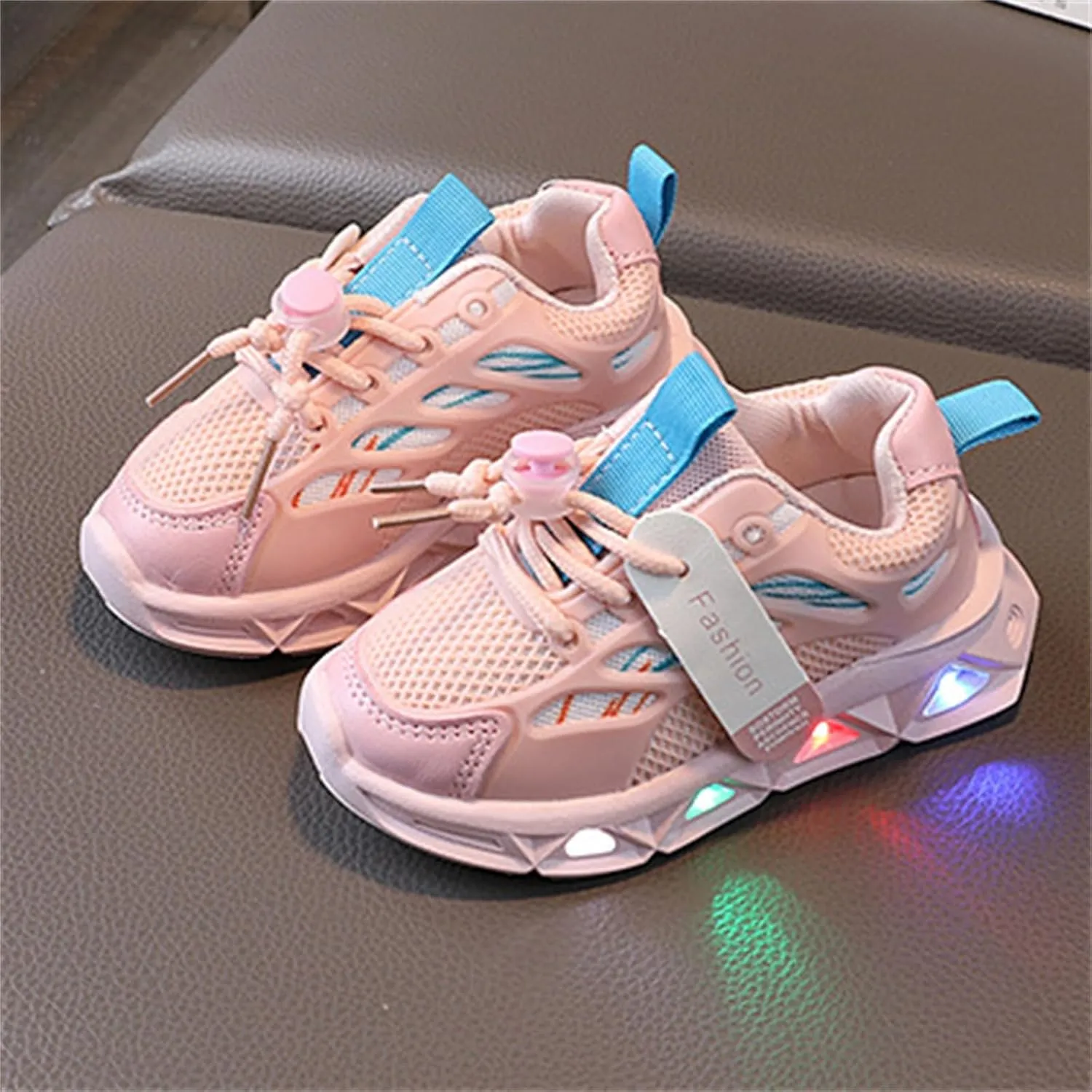 Kids LED Light Sneakers Boys Girls Adjustable Strap Luminous Sport Walking Shoes Mesh Breathable Running Shoes