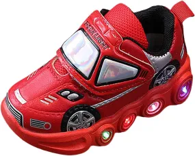 Kids Light Up Shoes Baby Toddler Boys Trainers Luminous Flashing Cartoon Athletic Running Sport Slip On Ankle Boots