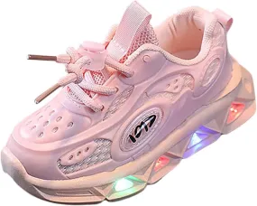 Kids Light Up Shoes Toddler Boys Girls LED Mesh Breathable Lightweight Walking Sneakers Lace Up Luminous Shoes