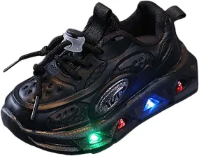 Kids Light Up Shoes Toddler Boys Girls LED Mesh Breathable Lightweight Walking Sneakers Lace Up Luminous Shoes