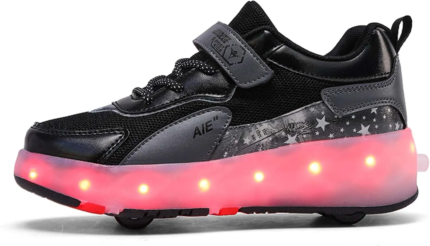 Kids Roller Skating Shoes Casual Walking Shoes Boys Shoes LED Colorful Luminous Shoes USB Charging Detachable Pulleys Suitable for Beginners in roller Skating Sports