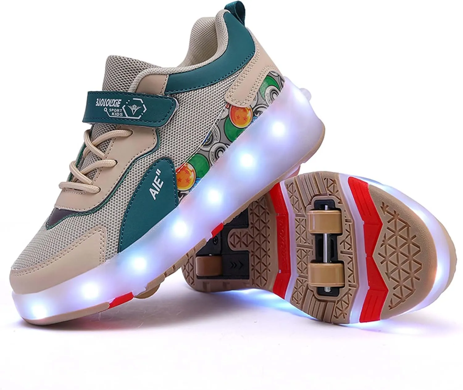 Kids Roller Skating Shoes Casual Walking Shoes Boys Shoes LED Colorful Luminous Shoes USB Charging Detachable Pulleys Suitable for Beginners in roller Skating Sports