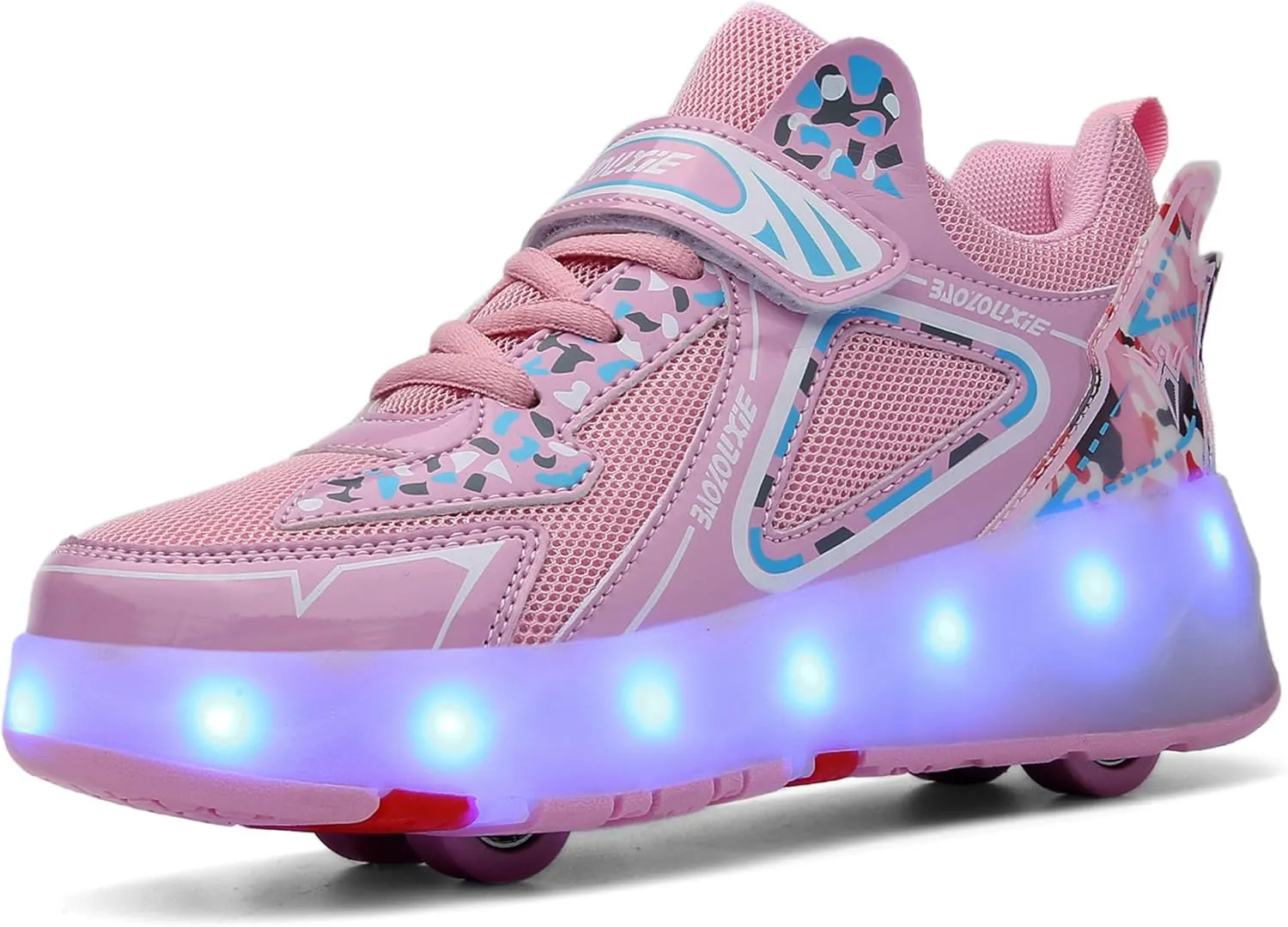 Kids Roller Skating Shoes LED Glow USB Charging Scalable Four Wheel Shoes Suitable for Roller Skating Beginner Boys Girls Birthday Gift