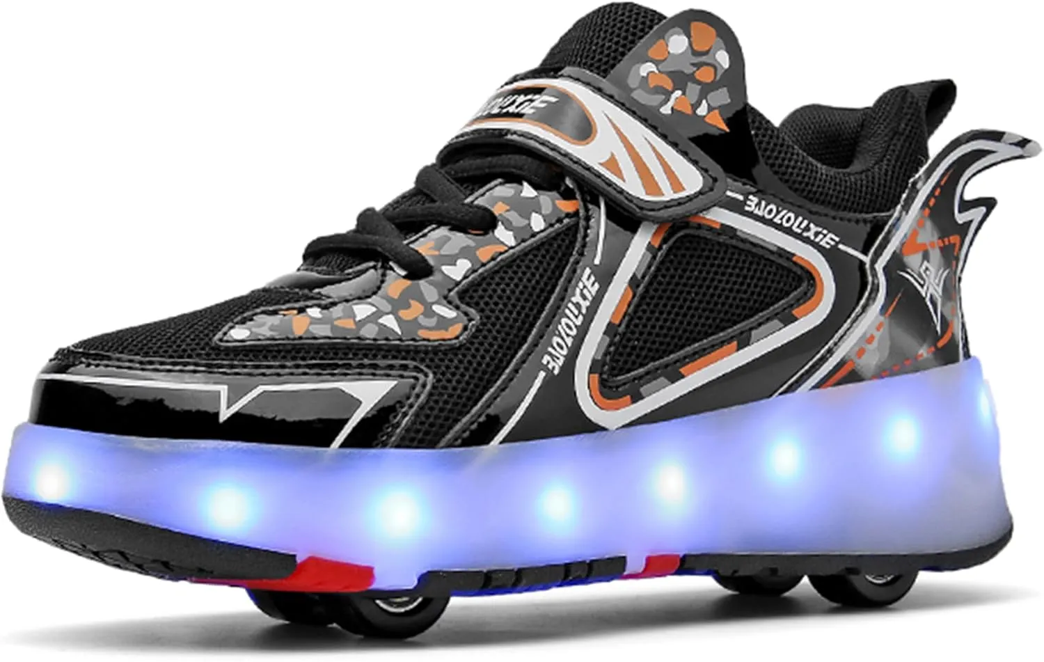 Kids Roller Skating Shoes LED Glow USB Charging Scalable Four Wheel Shoes Suitable for Roller Skating Beginner Boys Girls Birthday Gift