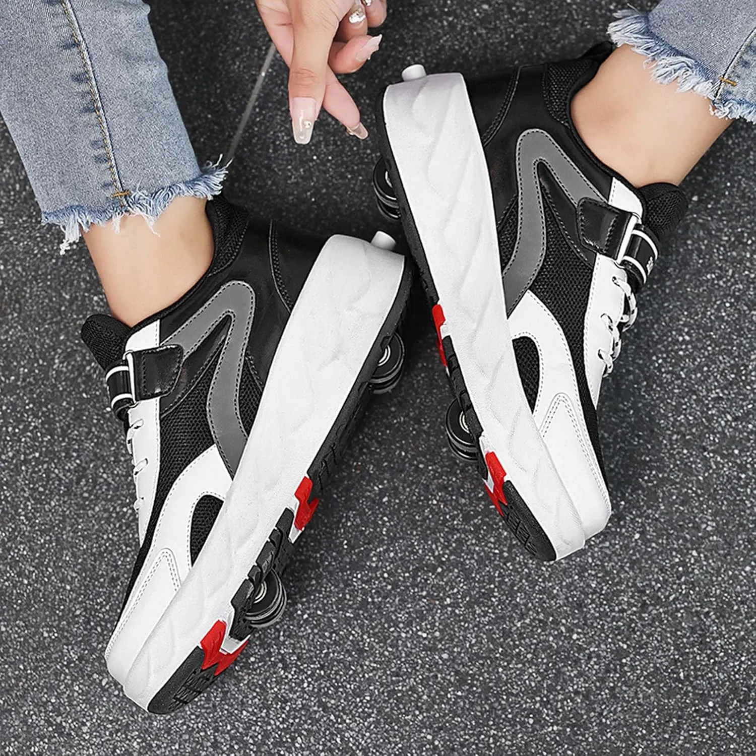 Kids Roller Skating Shoes Scalable Four Wheel Shoes USB Rechargeable LED Light Shoes Best Equipment for Beginners in Roller Skating for Boys and Girls