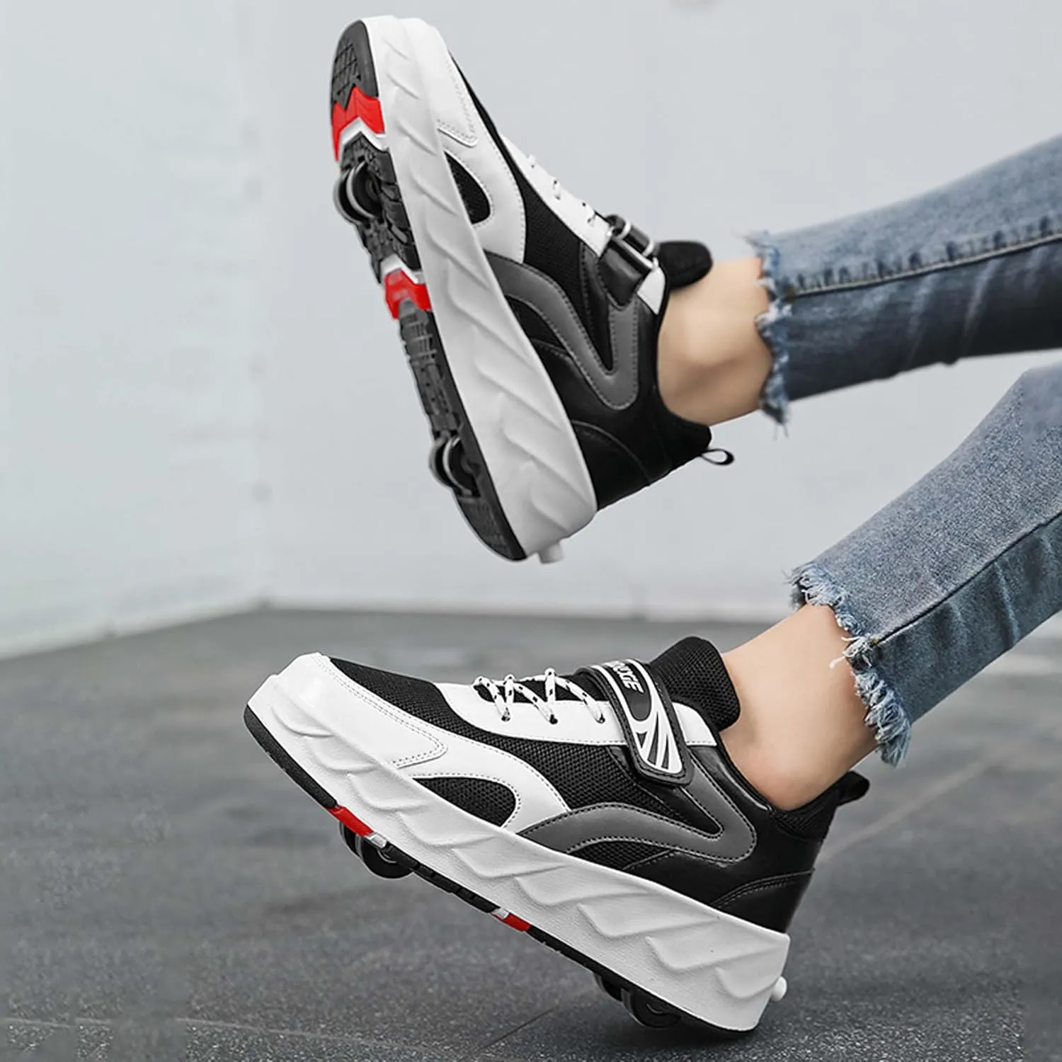 Kids Roller Skating Shoes Scalable Four Wheel Shoes USB Rechargeable LED Light Shoes Best Equipment for Beginners in Roller Skating for Boys and Girls