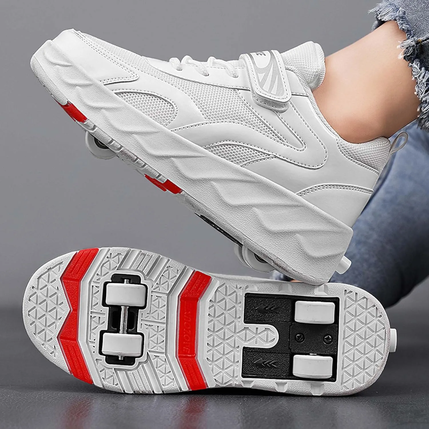 Kids Roller Skating Shoes Scalable Four Wheel Shoes USB Rechargeable LED Light Shoes Best Equipment for Beginners in Roller Skating for Boys and Girls