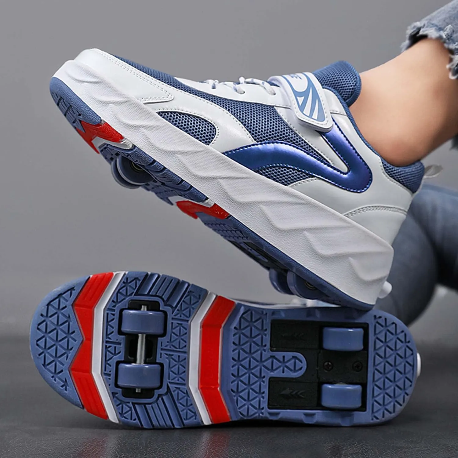 Kids Roller Skating Shoes Scalable Four Wheel Shoes USB Rechargeable LED Light Shoes Best Equipment for Beginners in Roller Skating for Boys and Girls