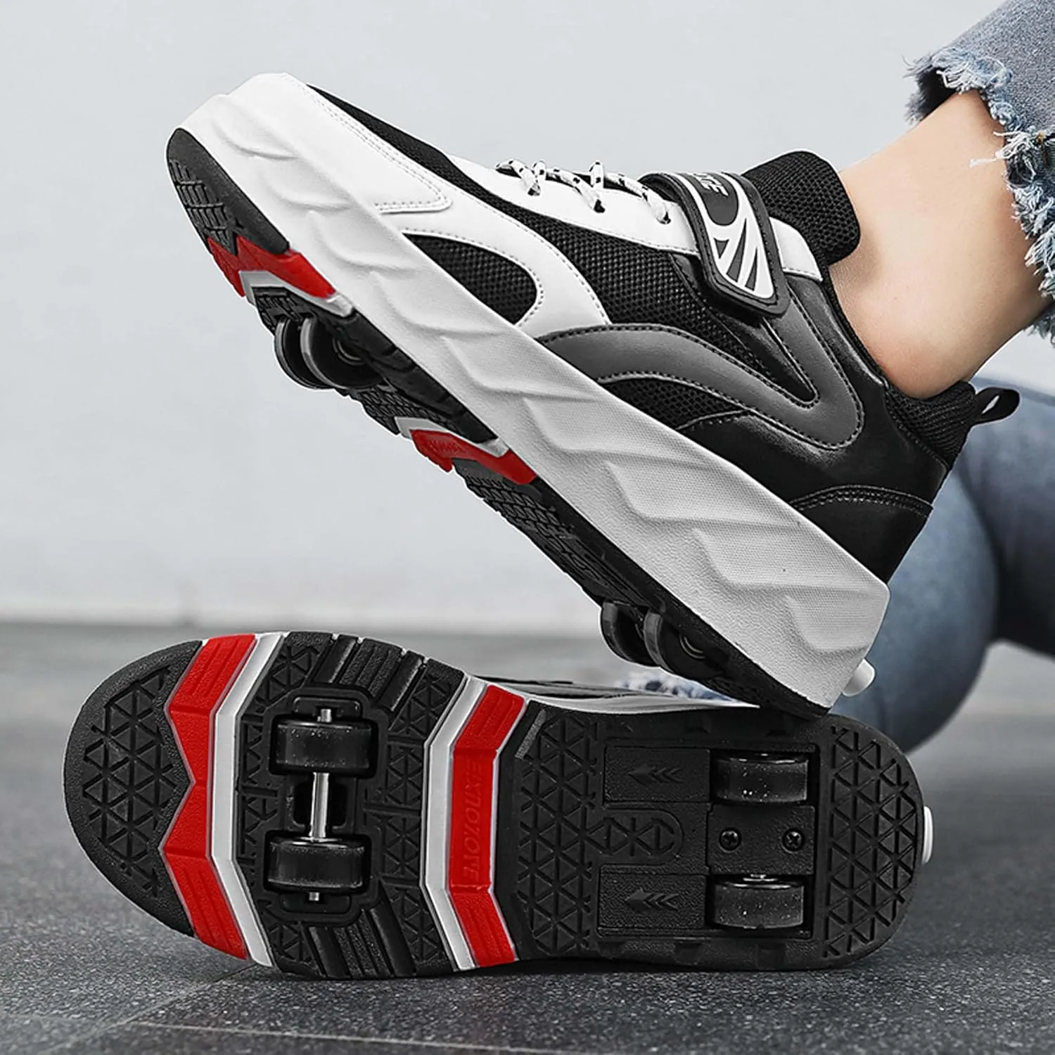 Kids Roller Skating Shoes Scalable Four Wheel Shoes USB Rechargeable LED Light Shoes Best Equipment for Beginners in Roller Skating for Boys and Girls