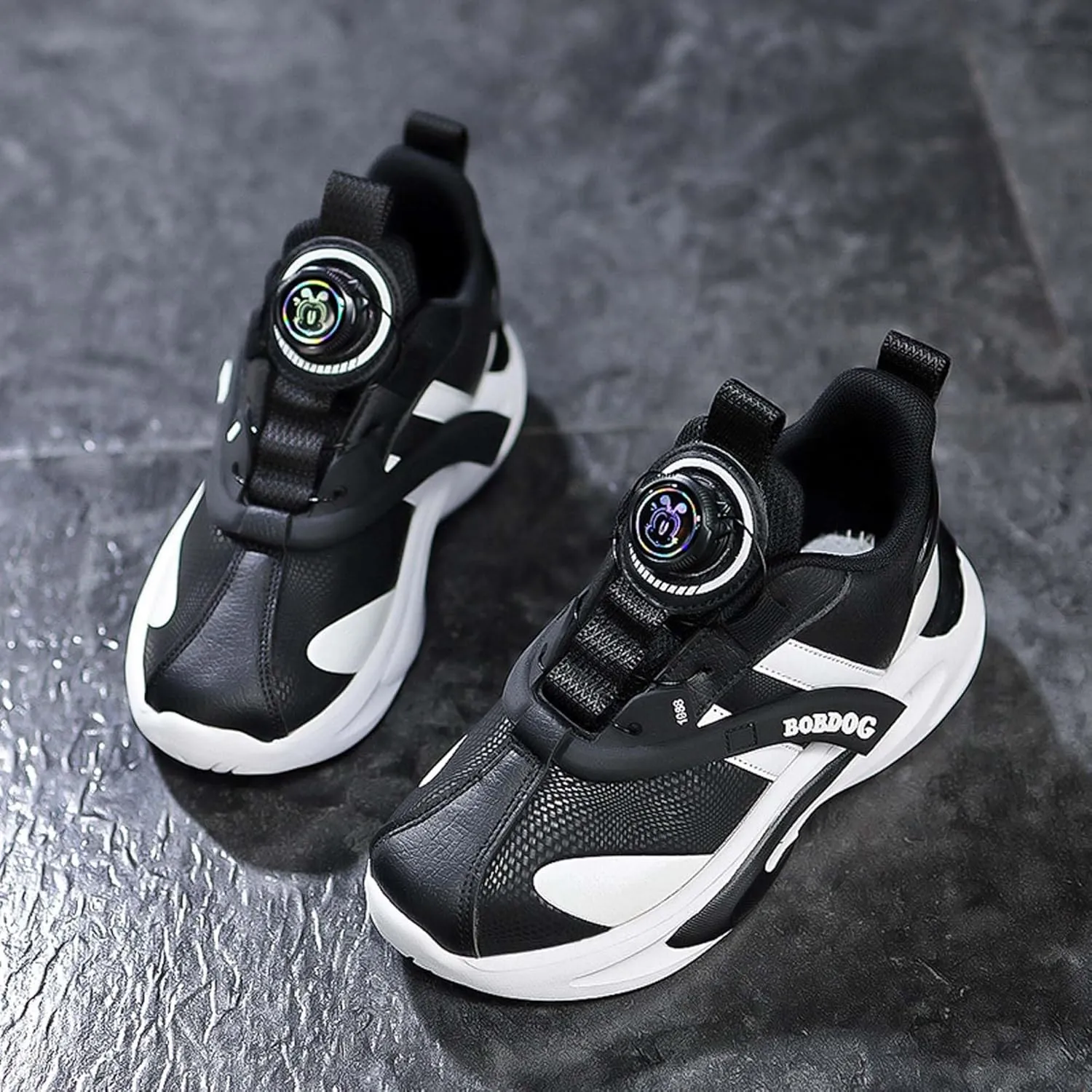 Kids Rotating Buckle Running Shoes Rubber Sole Non Slip Sneakers Lightweight and Breathable Walking Shoes Outdoor Park and Amusement Park Walking Shoes Jogging Shoes Skateboarding Shoes Flat Shoes