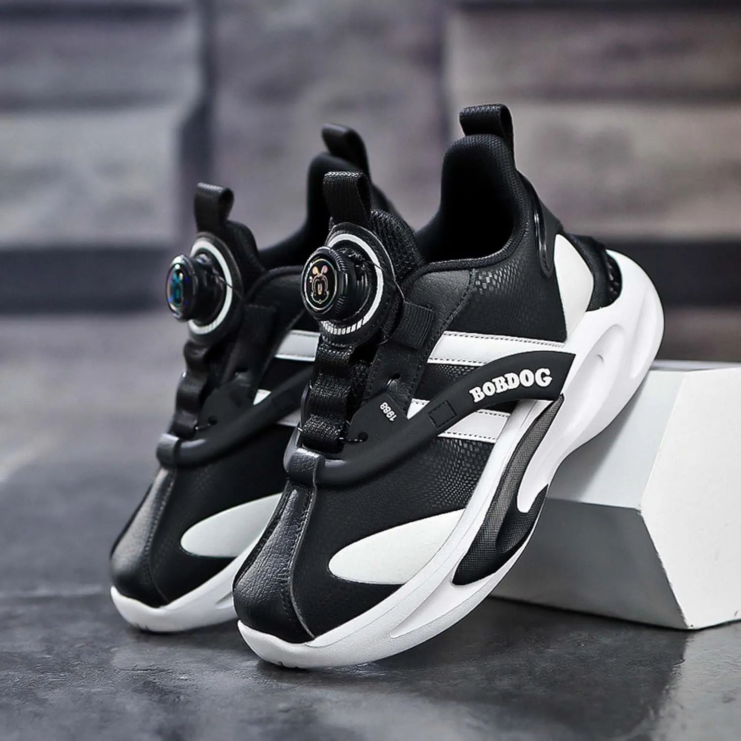 Kids Rotating Buckle Running Shoes Rubber Sole Non Slip Sneakers Lightweight and Breathable Walking Shoes Outdoor Park and Amusement Park Walking Shoes Jogging Shoes Skateboarding Shoes Flat Shoes