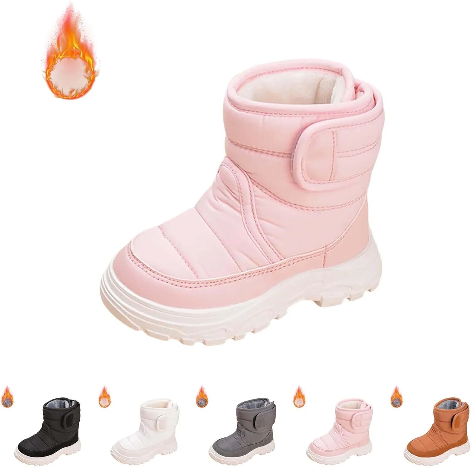 Kids Snow Boots for Boys Girls Winter High Top Non-Slip Shoes Cold Weather Faux Fr Lined Kids Rain Girl Chukka Boot