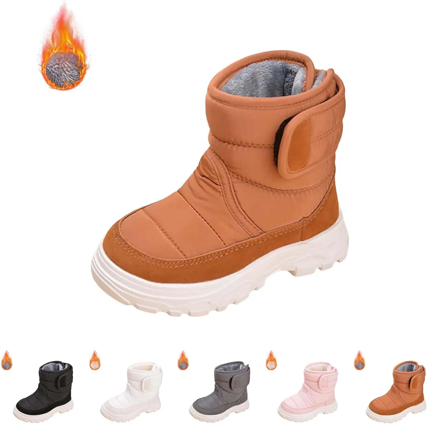 Kids Snow Boots for Boys Girls Winter High Top Non-Slip Shoes Cold Weather Faux Fr Lined Kids Rain Girl Chukka Boot