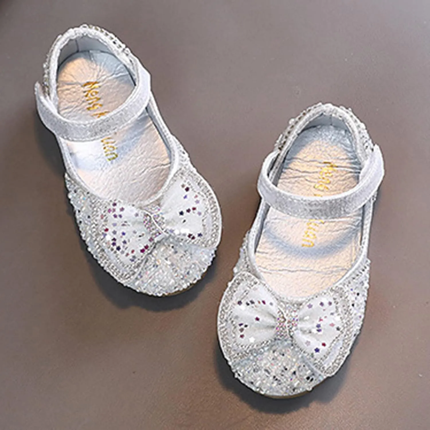 Kids Toddler Girls Rhinestone Butterfly Dress Shoes Baby Flat Bottom Sandals Flower Wedding Party Shoes