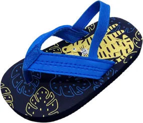 Kids Toddler Summer Girls Beach Flops Eva Strap with Adjustable & Flip Boys Shoes Girls Gold (Dark Blue, 3-4Years)