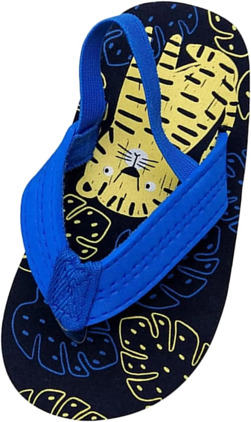 Kids Toddler Summer Girls Beach Flops Eva Strap with Adjustable & Flip Boys Shoes Girls Gold (Dark Blue, 3-4Years)