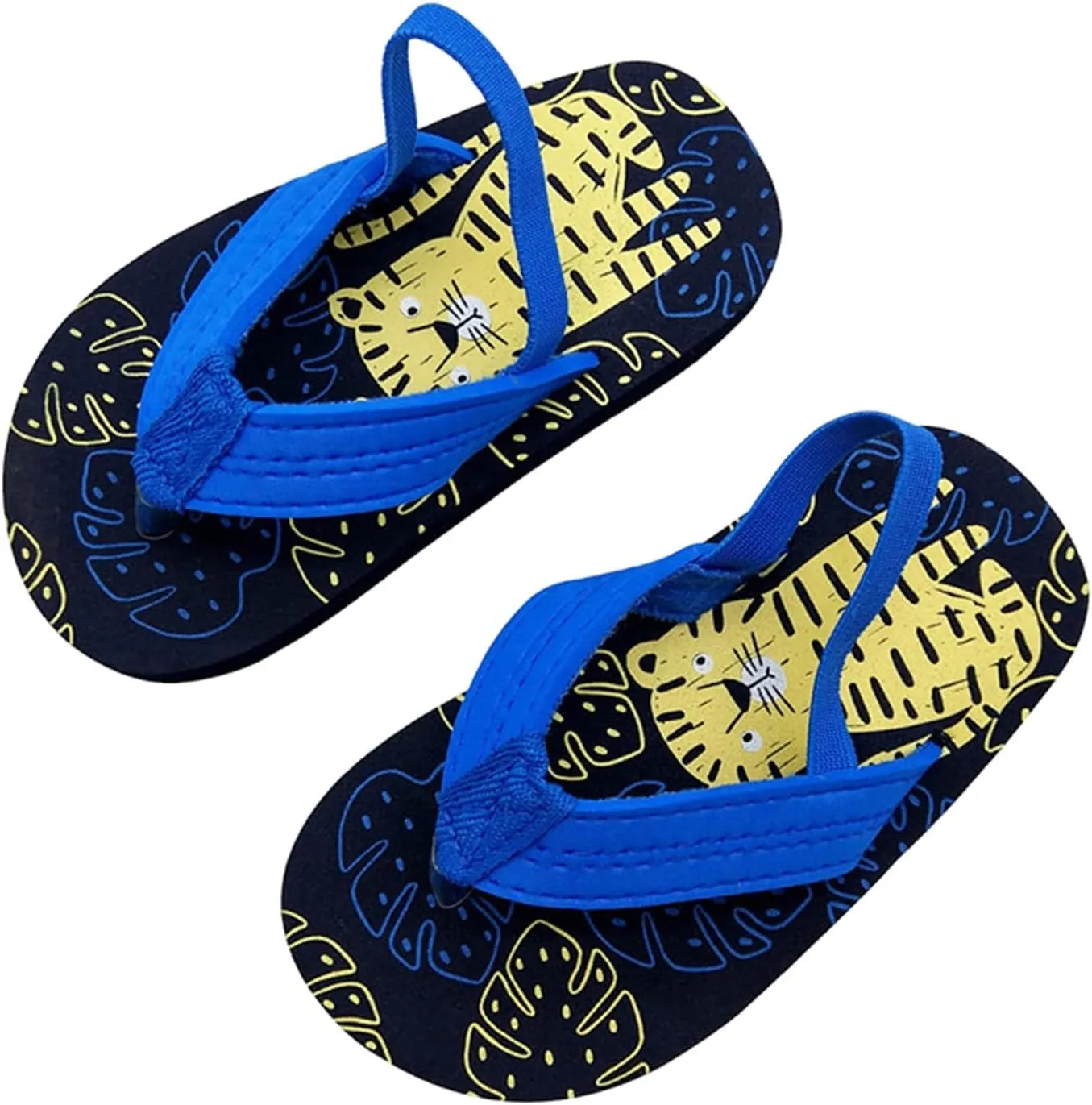 Kids Toddler Summer Girls Beach Flops Eva Strap with Adjustable & Flip Boys Shoes Girls Gold (Dark Blue, 3-4Years)