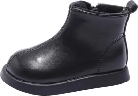 Kids Unisex Plush Ankle Boot Comfy Warm Round Toe Waterroof Solid Classic Working Shoes School Platform Booties