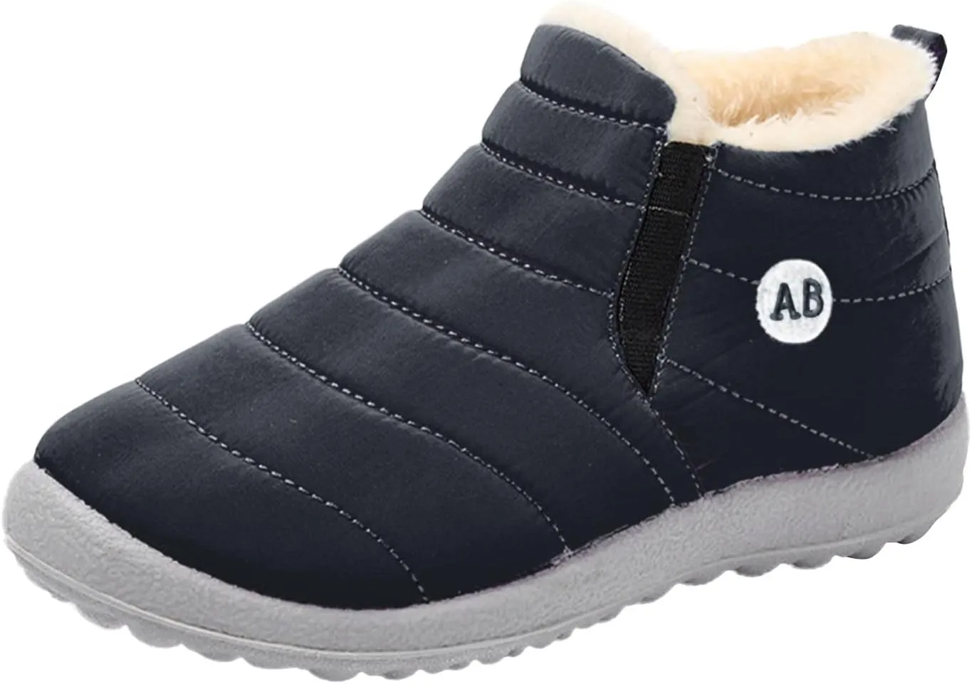 Kids Winter Snow Boots Plush Lined Warm Ankle Boots Slip On Waterproof Outdoor Booties Comfortable Shoes for Childrens (Black, 35)