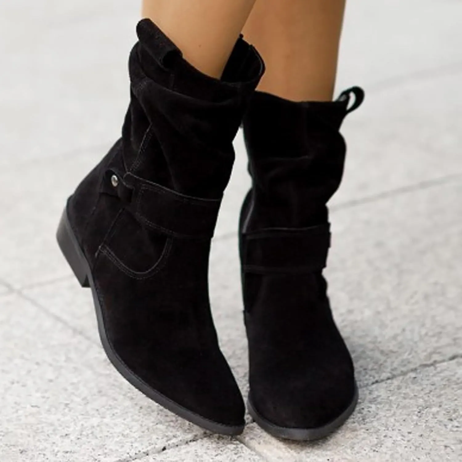 Knee High Boots Women Classic Retro Low Heel Cowboy Boots for Women Western Wide Calf Womens Boots