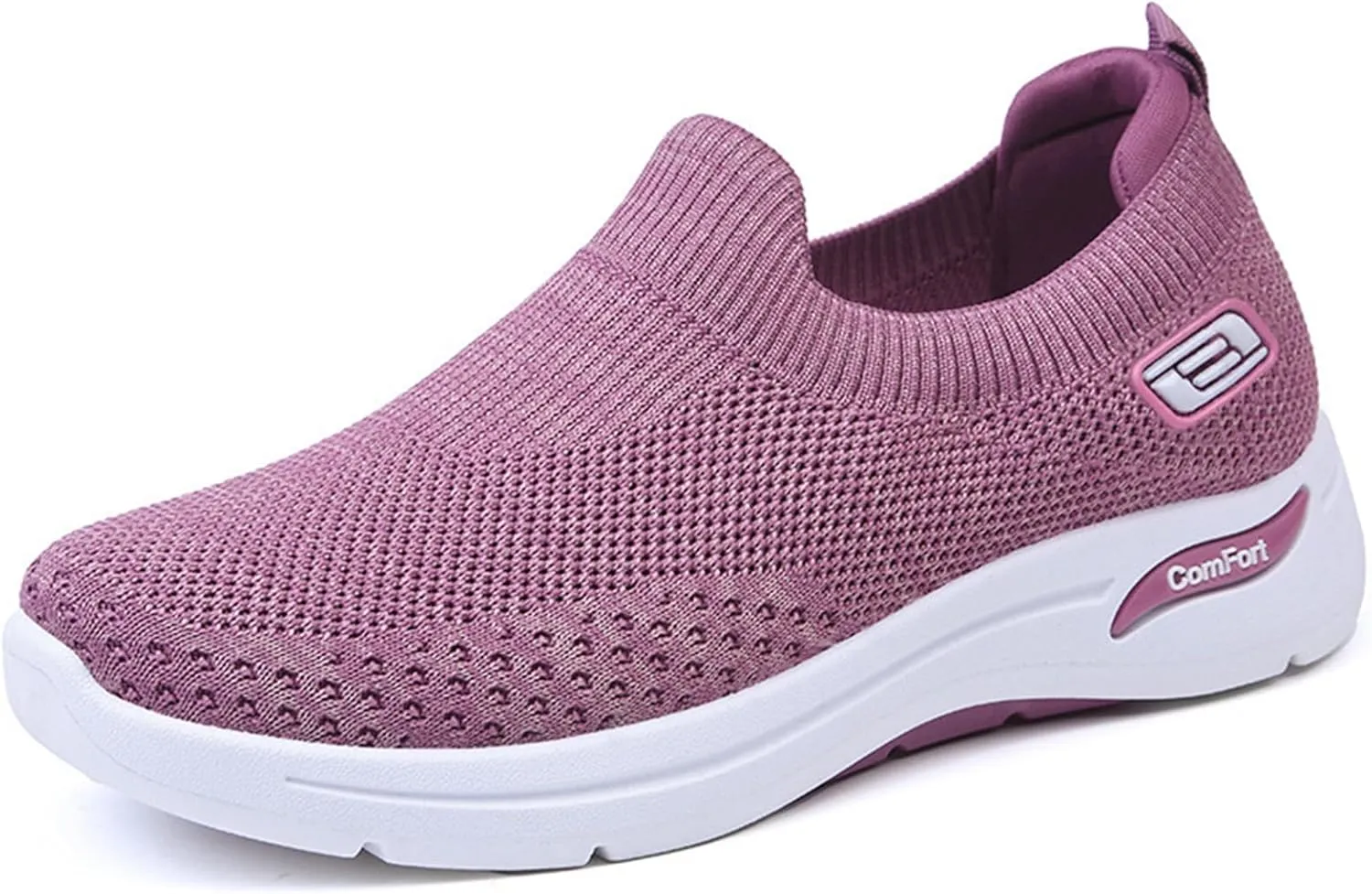 Kubbon Slip On Shoes Women Woven Orthopedic Breathable Soft Shoes with Arch Support Casual Non Slip Low Top Tennis Sneakers Comfortable Walking Workout Sneaker