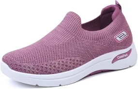 Kubbon Slip On Shoes Women Woven Orthopedic Breathable Soft Shoes with Arch Support Casual Non Slip Low Top Tennis Sneakers Comfortable Walking Workout Sneaker