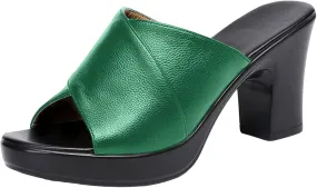 Ladies Summer Fashion Thick Heel High Heel Solid Colour Slip Outside Wear Open Toe Large Size Cute Bow Sandals for Women