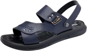 Leather Mens Sandals with Memory Foam Adjustable Summer Fisherman Shoes with Arch Support Breathable Hiking Water Beach Sport Outdoor Athletic Soft Cushion Sole Summer Sandals for Men Daily Wear