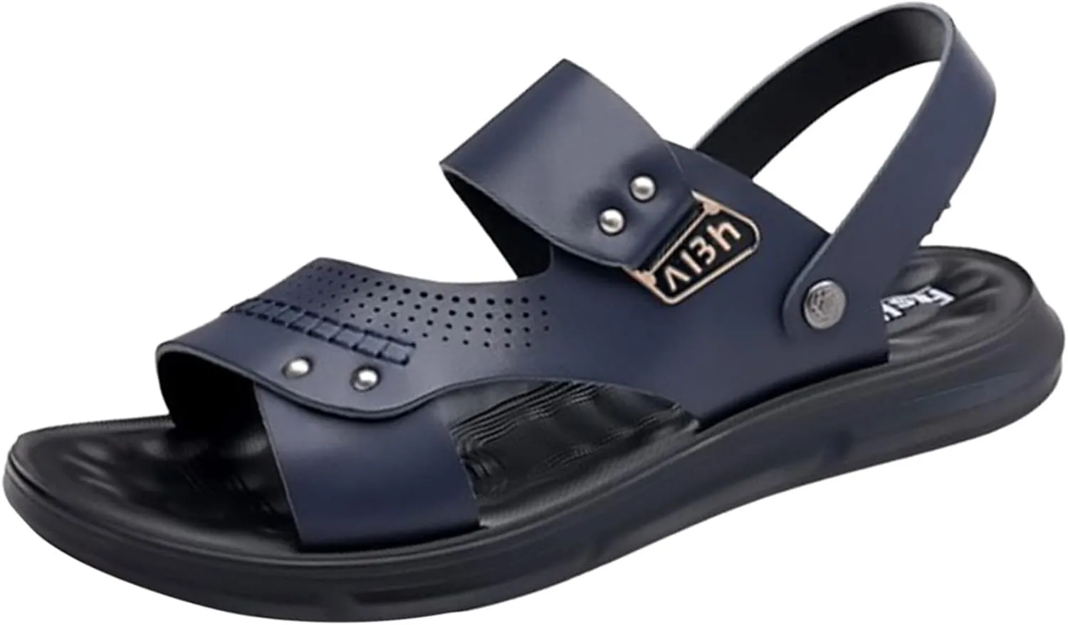 Leather Mens Sandals with Memory Foam Adjustable Summer Fisherman Shoes with Arch Support Breathable Hiking Water Beach Sport Outdoor Athletic Soft Cushion Sole Summer Sandals for Men Daily Wear