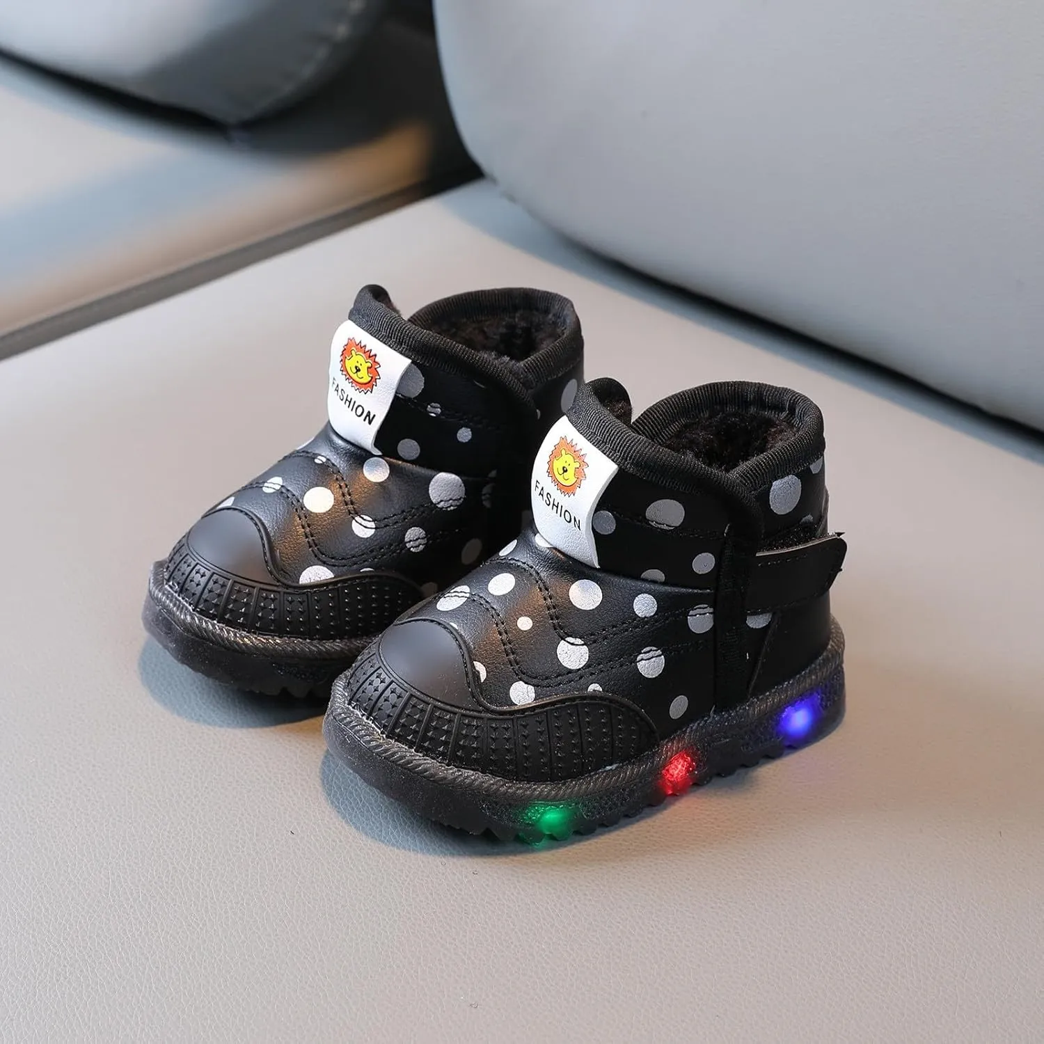 Led Light Shoes For Toddler Boys Girls Fuzzy Lined Thick Warm Booties Baby Infant Newborn Indoor Outdoor Flat Shoes
