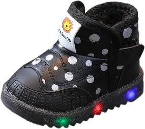 Led Light Shoes For Toddler Boys Girls Fuzzy Lined Thick Warm Booties Baby Infant Newborn Indoor Outdoor Flat Shoes