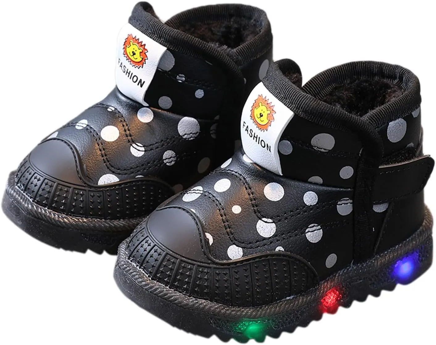 Led Light Shoes For Toddler Boys Girls Fuzzy Lined Thick Warm Booties Baby Infant Newborn Indoor Outdoor Flat Shoes