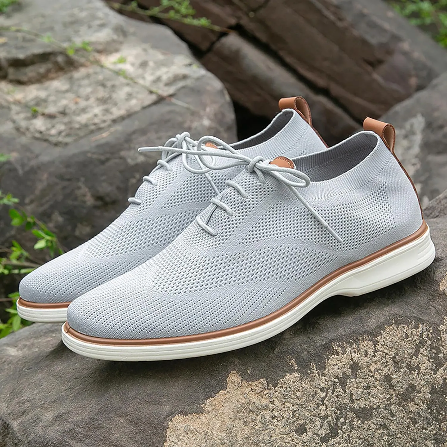 Leisure Men Four Seasons Mesh Non Slip Flat Round Toe Breathable Lace Up Lazy Leisure Mens Canvas Slip on Shoes Casual Men's