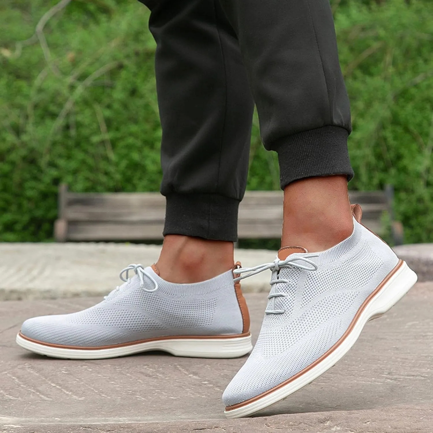 Leisure Men Four Seasons Mesh Non Slip Flat Round Toe Breathable Lace Up Lazy Leisure Mens Canvas Slip on Shoes Casual Men's