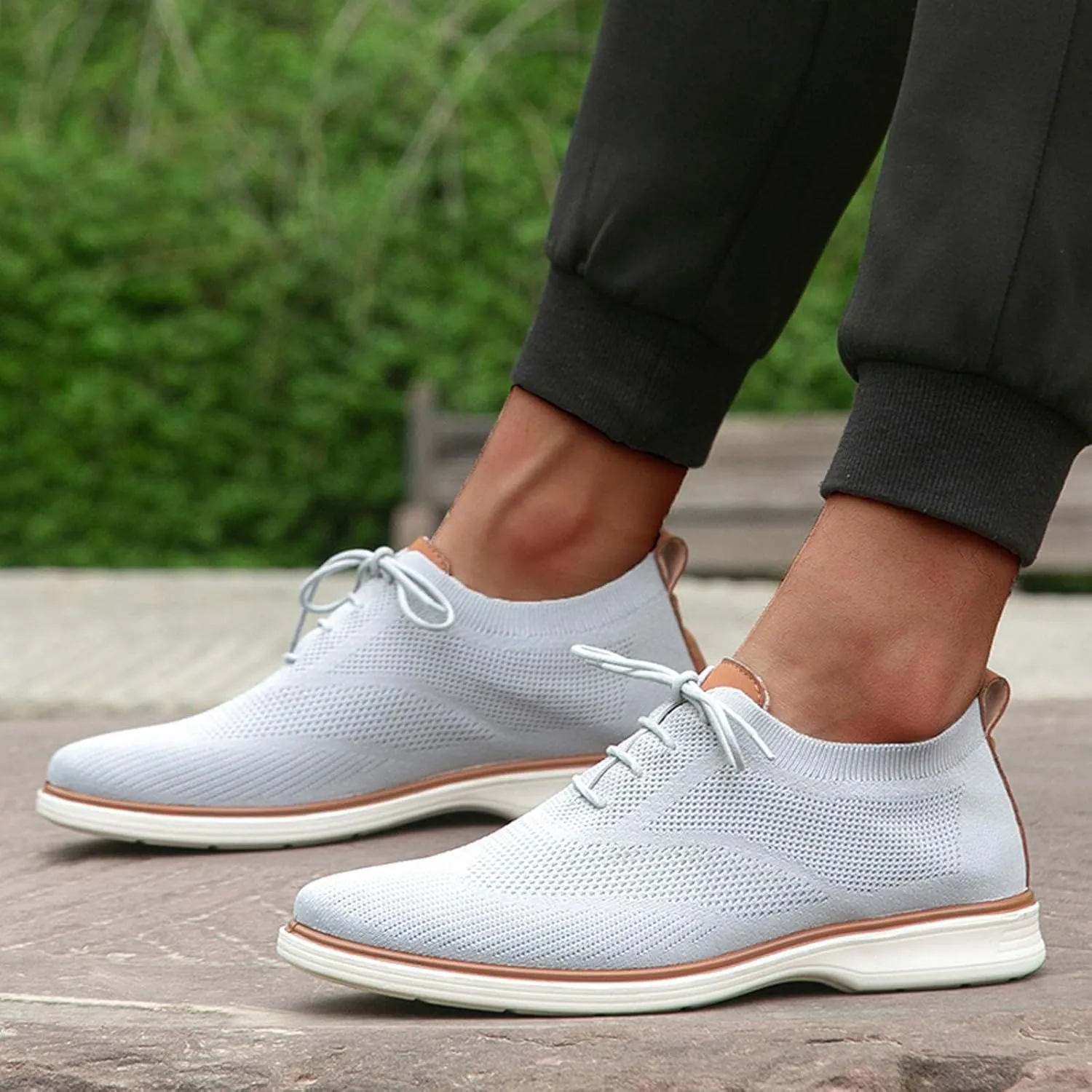 Leisure Men Four Seasons Mesh Non Slip Flat Round Toe Breathable Lace Up Lazy Leisure Mens Canvas Slip on Shoes Casual Men's