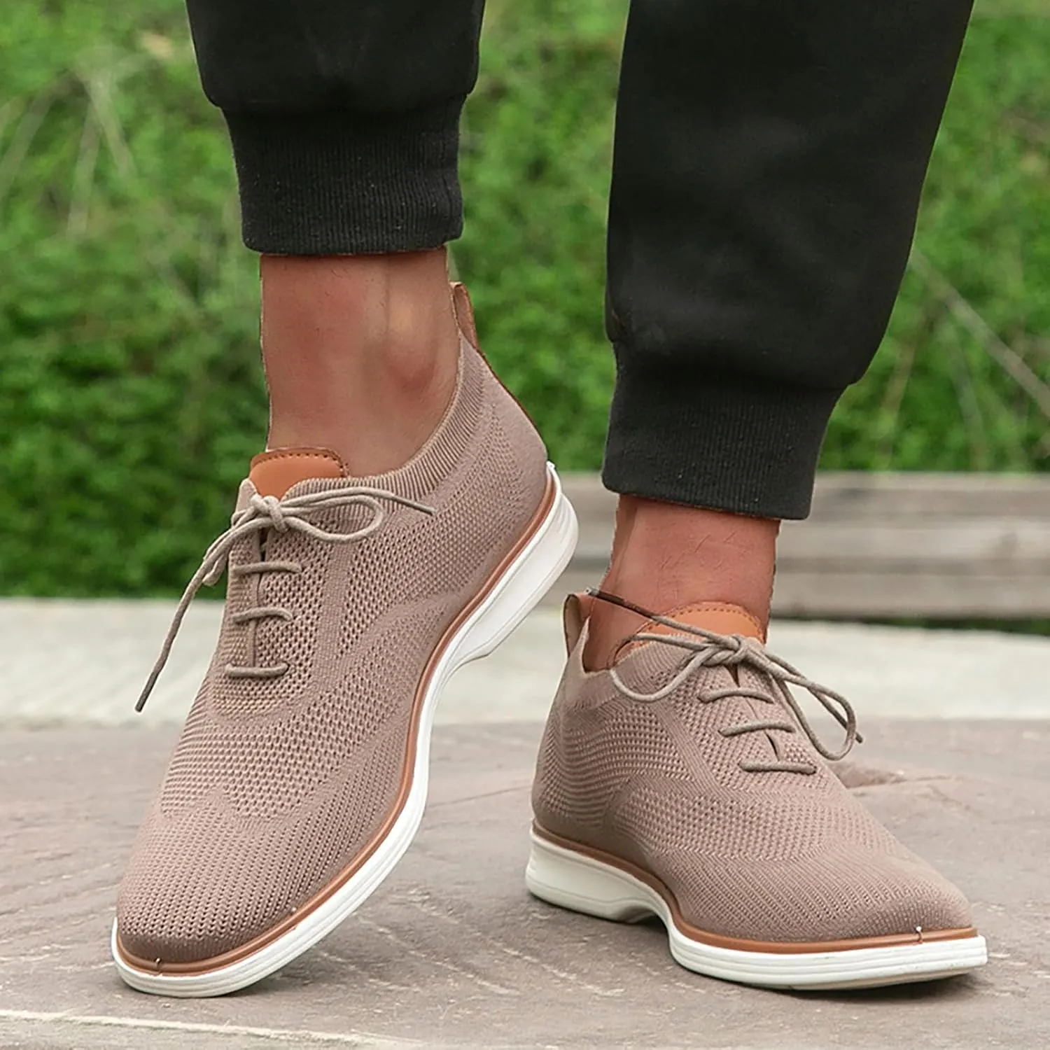 Leisure Men Four Seasons Mesh Non Slip Flat Round Toe Breathable Lace Up Lazy Leisure Mens Canvas Slip on Shoes Casual Men's