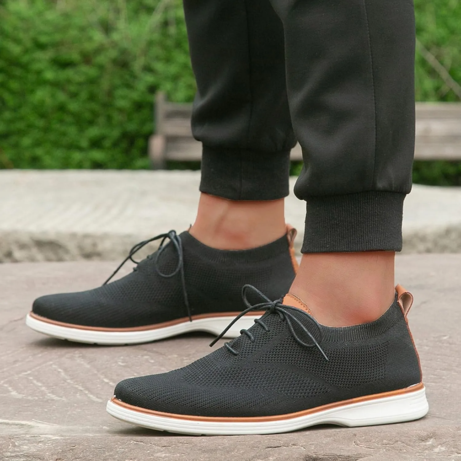 Leisure Men Four Seasons Mesh Non Slip Flat Round Toe Breathable Lace Up Lazy Leisure Mens Canvas Slip on Shoes Casual Men's