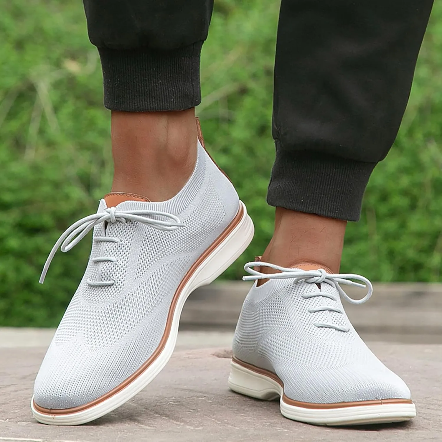 Leisure Men Four Seasons Mesh Non Slip Flat Round Toe Breathable Lace Up Lazy Leisure Mens Canvas Slip on Shoes Casual Men's