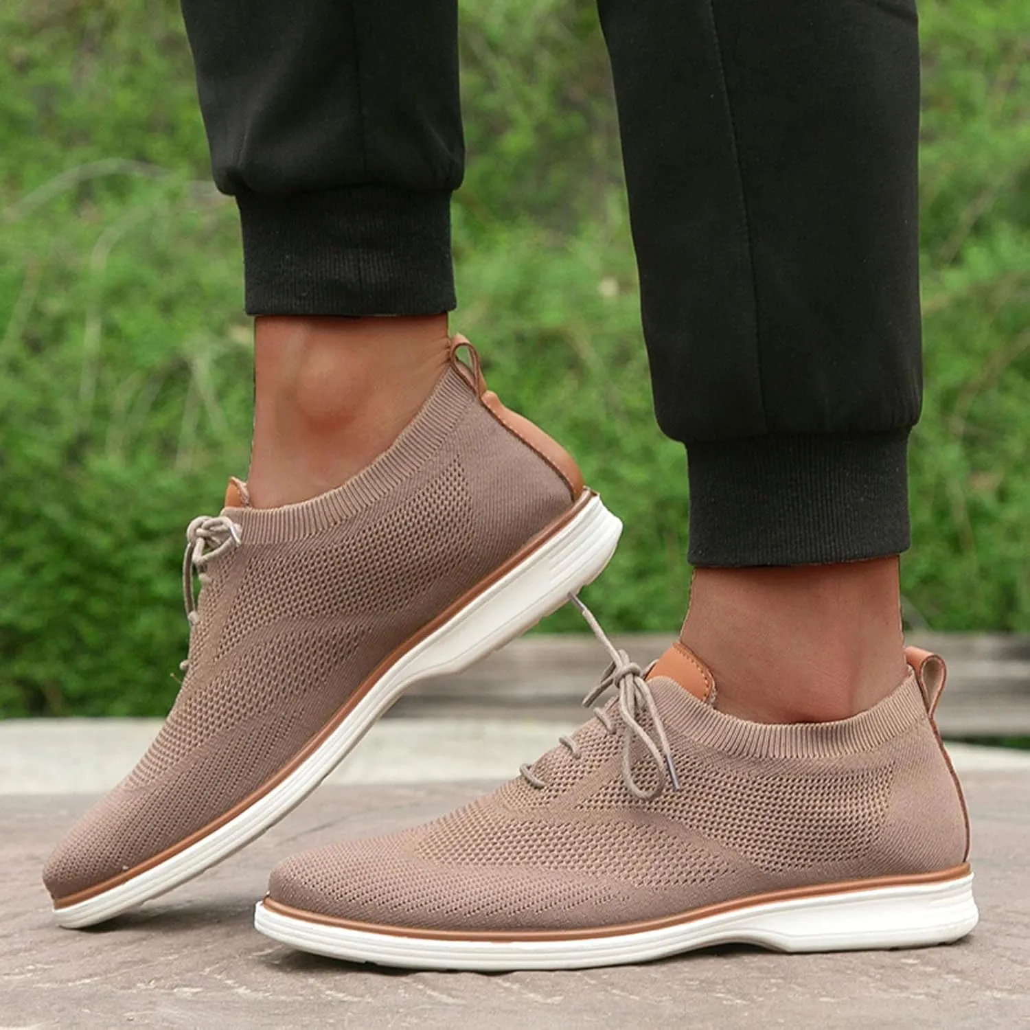 Leisure Men Four Seasons Mesh Non Slip Flat Round Toe Breathable Lace Up Lazy Leisure Mens Canvas Slip on Shoes Casual Men's
