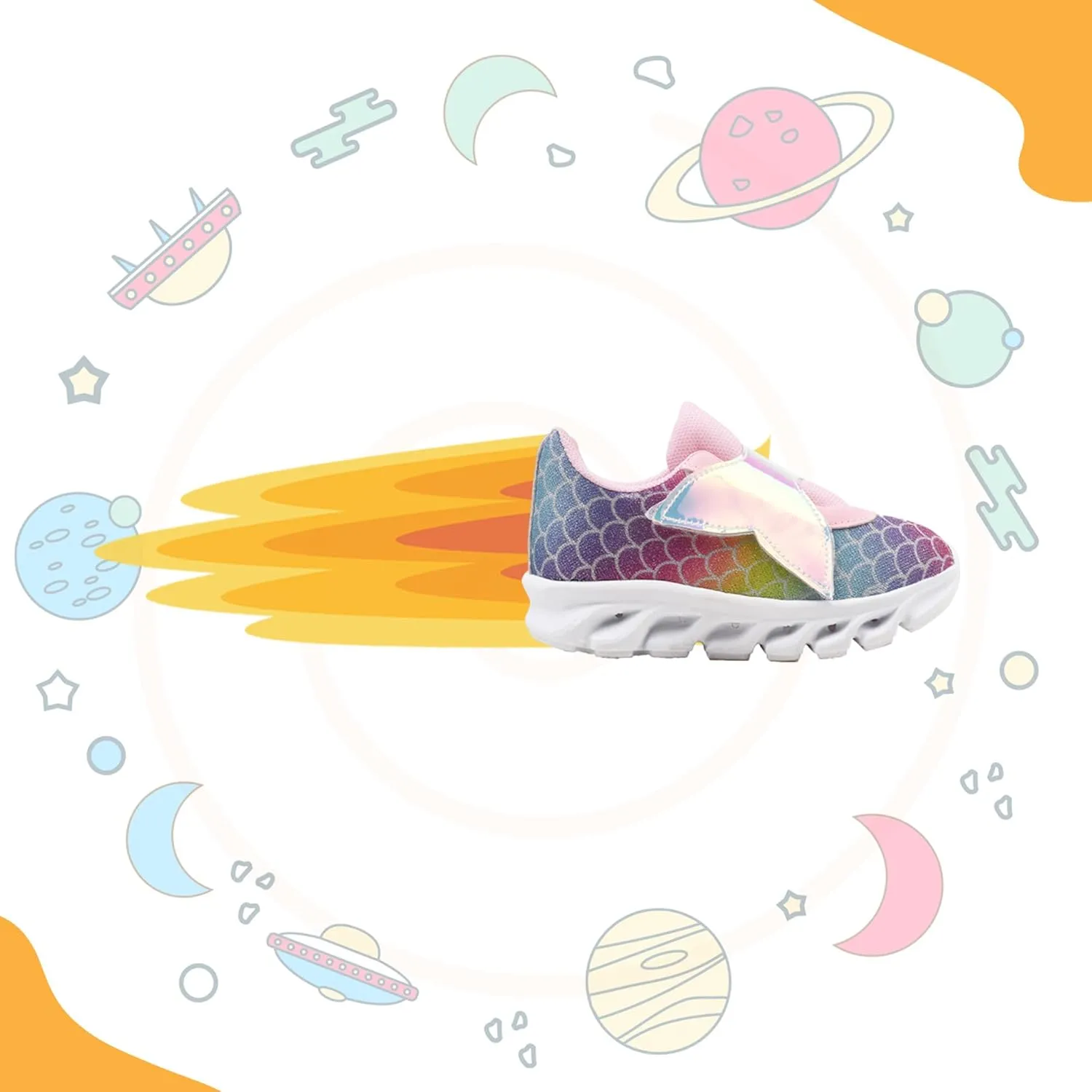 Light - Light Up Toddler Shoes Mermaid Character - LED Toddler Tennis Shoes Girl, Easy to Put On, Kids Sneakers Girls, Laceless